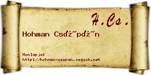Hohman Csépán névjegykártya